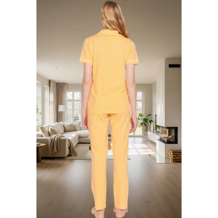 Regular Kalıp %100 Pamuk Biyeli Puantiyeli Pijama Takımı Seçkin Malzeme Rahat Kullanım Özel Tasarım