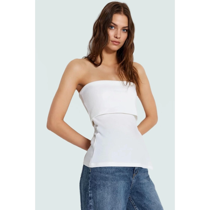 Regular Kalıp Kolsuz Krep Örme Bluz Premium Kalite Mükemmel Uyum Uzun Ömürlü