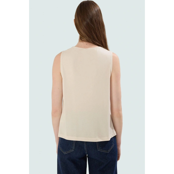 Regular Kalıp Kolsuz Modal Bluz Nefes Alan Rahat Uzun Ömürlü Seçkin Malzeme Modern Stil