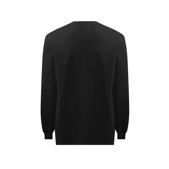 Erkek Siyah O Yaka Sweatshirt Basic Tasarım Rahat Kesim Konforlu Kışlık Üç İplik