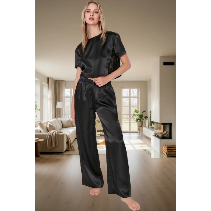 Saten Pijama Takımı Dantel Detaylı Rahat ve Şık Tasarım Kaliteli İşçilik