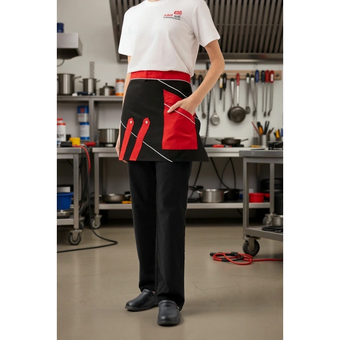 Servis Önlüğü KırmızıSiyahBeyaz İş Güvenliği Laurus