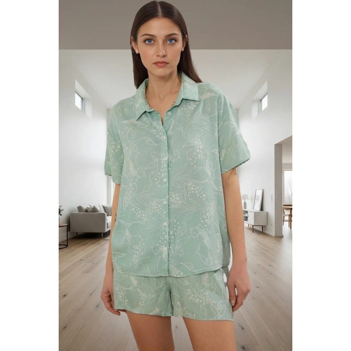 Shally Dokuma 2li Pijama Takımı Kısa Kollu Regular Kalıp Hayvan Desenli Seçkin Malzeme
