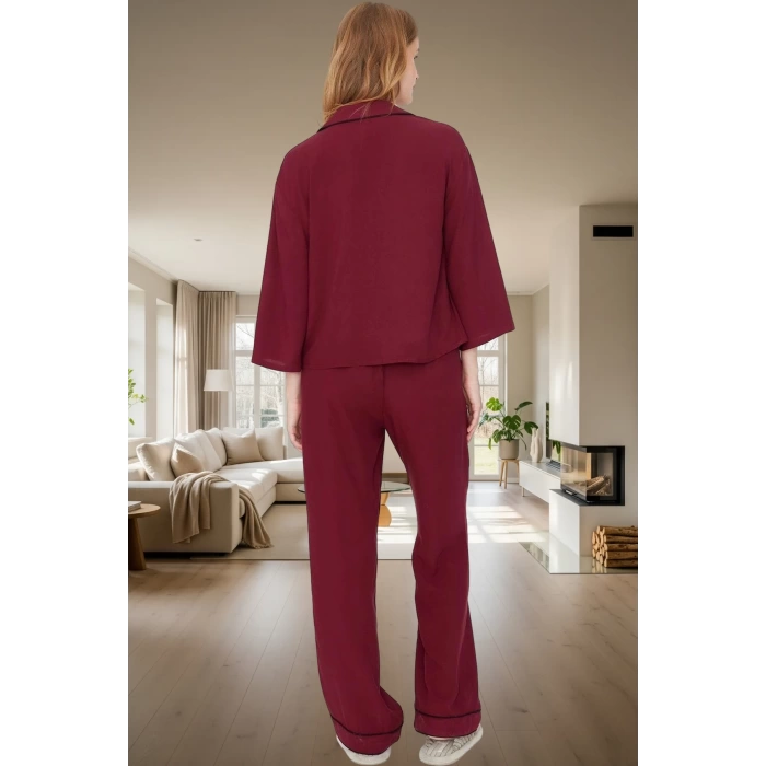 Shally Dokuma Viskon Pijama Takımı Kışlık Rahat Kalıp Dayanıklı Malzeme Profesyonel Görünüm