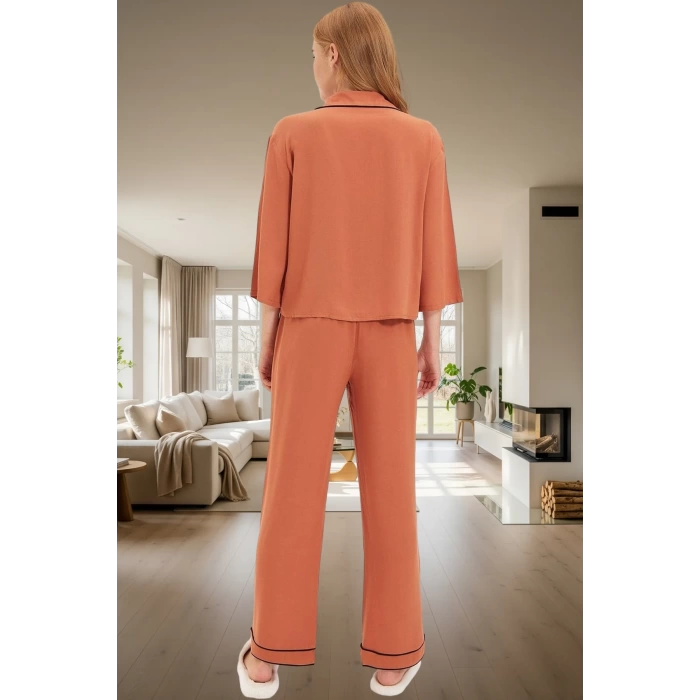 Shally Dokuma Viskon Pijama Takımı Kışlık Rahat Kalıp Dayanıklı Malzeme Profesyonel Görünüm