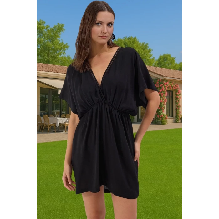 Shally Dokuma Viskoz Mini Elbise Çiçek Desenli Yazlık Plaj Günlük Kullanım İçin Modern Stil