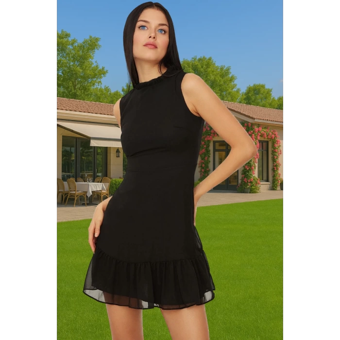 Şifon A Kesim Mini Elbise Polyester Dokuma Yazlık İş Elbisesi Trend Tasarım Kaliteli İşçilik