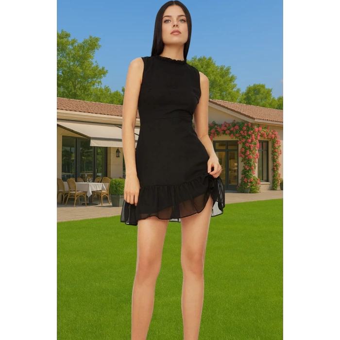Şifon A Kesim Mini Elbise Polyester Dokuma Yazlık İş Elbisesi Trend Tasarım Kaliteli İşçilik