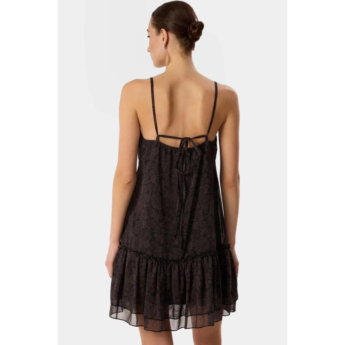 Şifon Mini Elbise Desenli Shift Kalıp Polyester Yazlık Günlük Rahat Ve Şık Görünüm