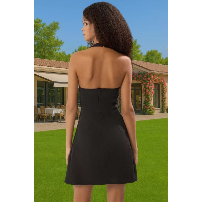 Şık A Kesim Kolsuz Abiye Elbise Polyester Elastan Dokuma Kumaş Özel Tasarım Özenle Seçilmiş