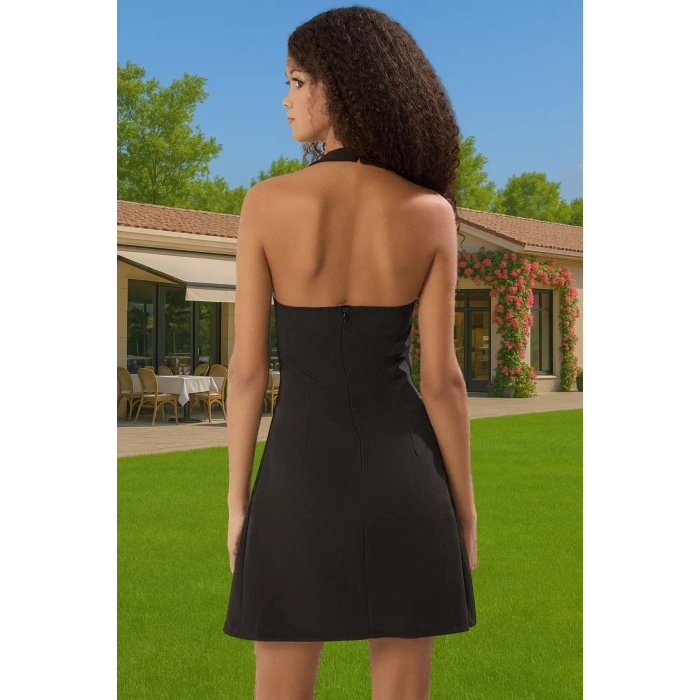 Şık A Kesim Kolsuz Abiye Elbise Polyester Elastan Dokuma Kumaş Özel Tasarım Özenle Seçilmiş
