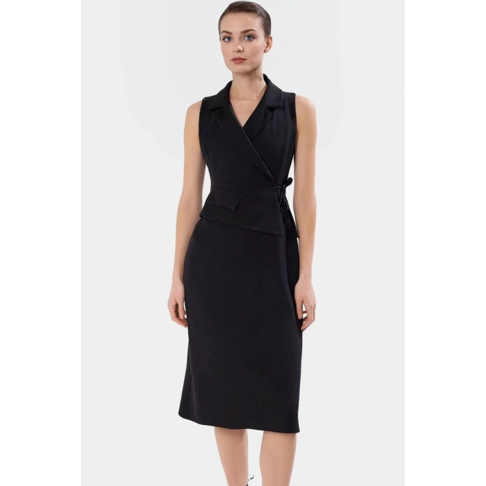 Şık A Kesim Midi Elbise Yazlık Polyester Elastan Dokuma Modern Stil Özenle Seçilmiş