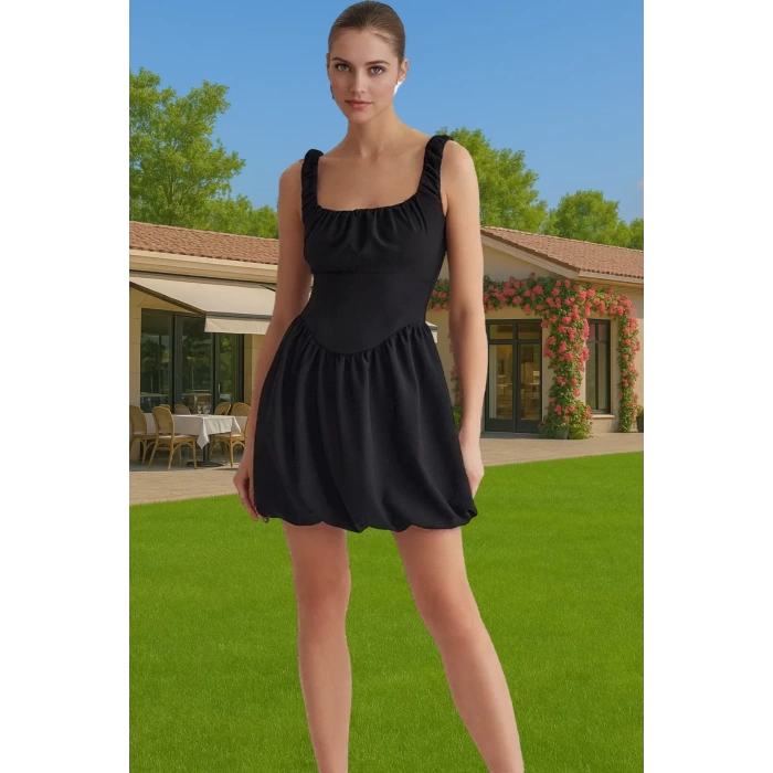 Şık A Kesim Mini Abiye Elbise Polyester Elastan Yazlık Şık Görünüm Profesyonel Görünüm