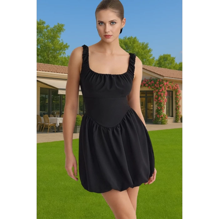 Şık A Kesim Mini Abiye Elbise Polyester Elastan Yazlık Şık Görünüm Profesyonel Görünüm