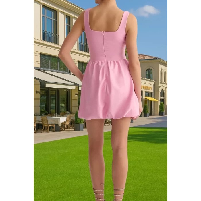 Şık A Kesim Mini Abiye Elbise Polyester Elastan Yazlık Şık Görünüm Profesyonel Görünüm