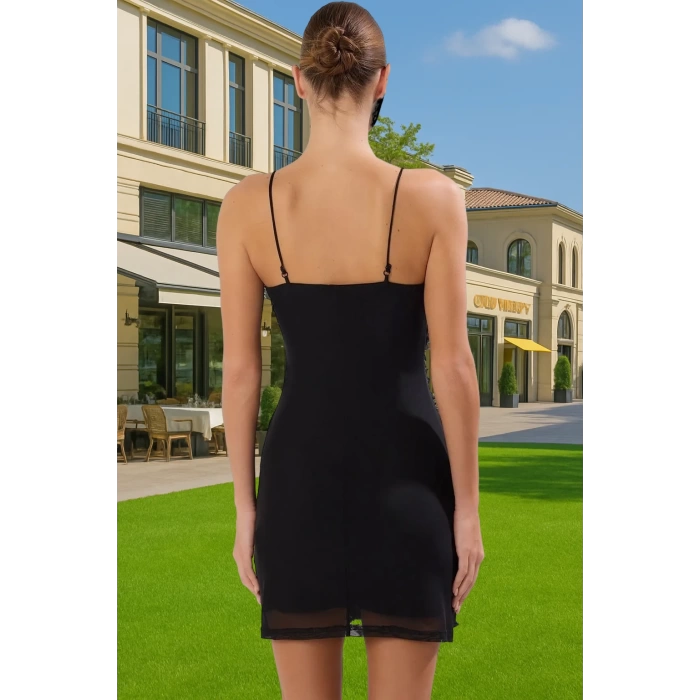Şık Abiye Elbise 3 Boyutlu Gül Aplike Detaylı Mini Boy Polyester Yazlık Mükemmel Uyum Yüksek Kalite