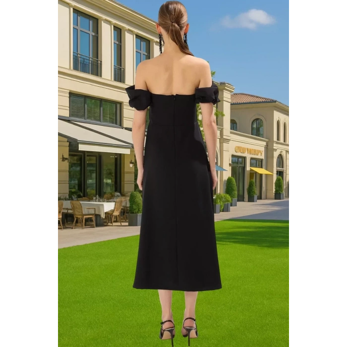 Şık Beyaz Midi Abiye Elbise Taş Detaylı Bodycon Yazlık Şık Görünüm Zarifane Tasarım Uzun Ömürlü
