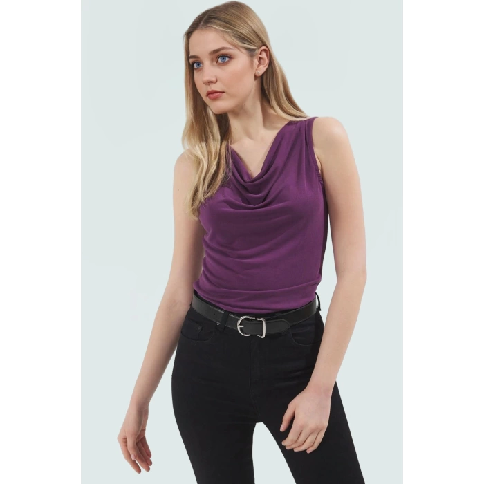Şık Bluz Modal Kumaş Degaje Yaka Fitted Kalıp Yazlık Günlük Stil Uzun Ömürlü Yüksek Kalite