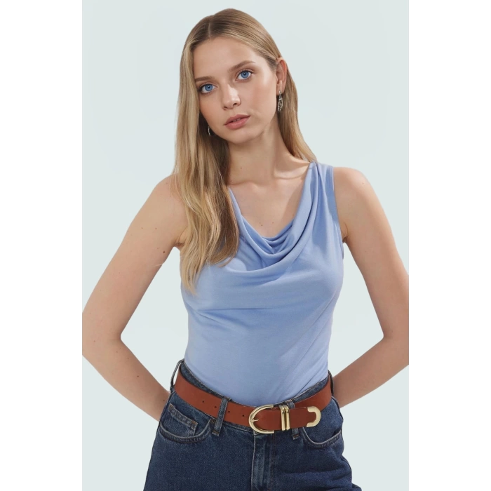 Şık Bluz Modal Kumaş Degaje Yaka Fitted Kalıp Yazlık Günlük Stil Uzun Ömürlü Yüksek Kalite