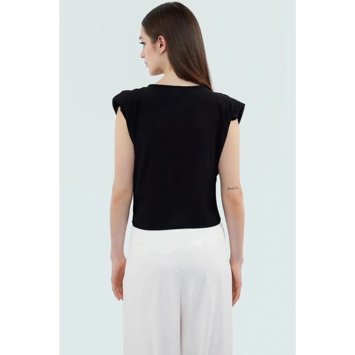 Şık Bluz Polyester Örme Kumaş V Yaka Crop Regular Kalıp Günlük Kullanım İçin Mükemmel Uyum