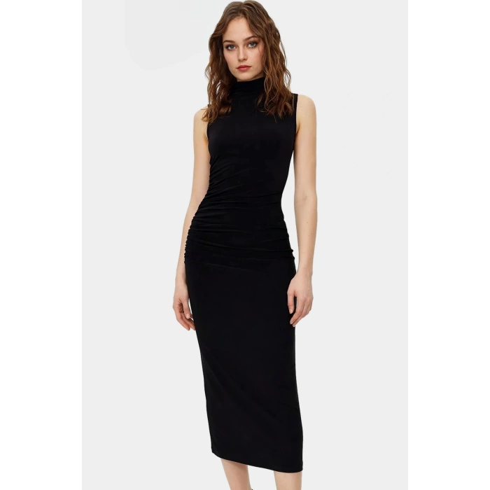 Şık Bodycon Maxi Elbise Polyester Elastan Karışımı Rahat Günlük Profesyonel Görünüm Konforlu Kesim