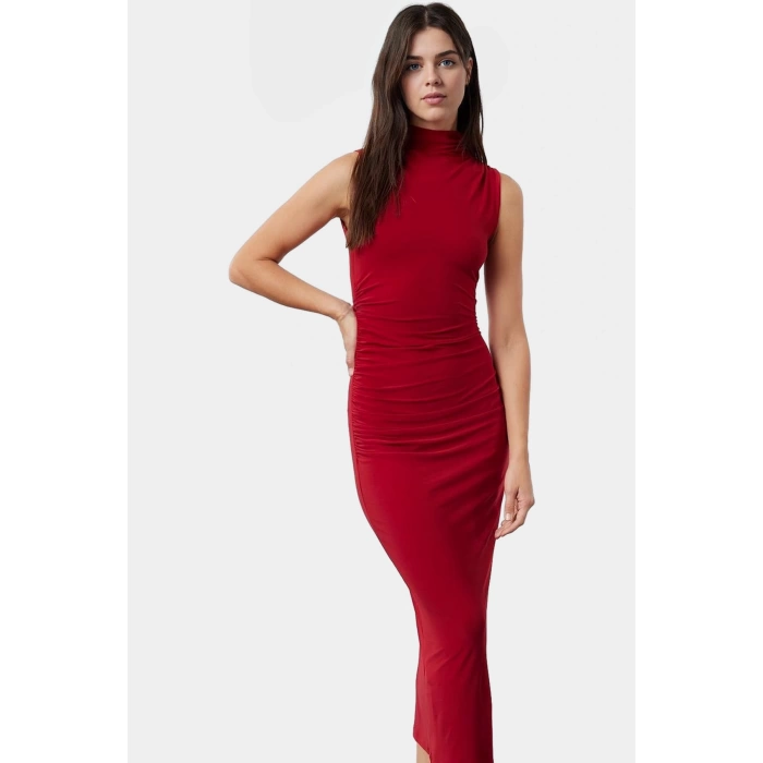 Şık Bodycon Maxi Elbise Polyester Elastan Karışımı Rahat Günlük Profesyonel Görünüm Konforlu Kesim