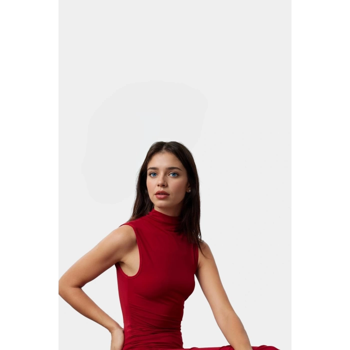 Şık Bodycon Maxi Elbise Polyester Elastan Karışımı Rahat Günlük Profesyonel Görünüm Konforlu Kesim