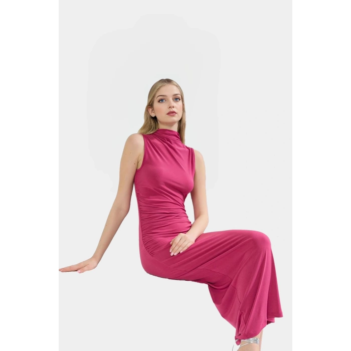 Şık Bodycon Maxi Elbise Polyester Elastan Karışımı Rahat Günlük Profesyonel Görünüm Konforlu Kesim