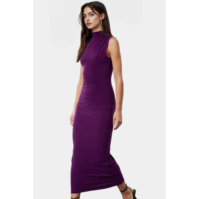 Şık Bodycon Maxi Elbise Polyester Elastan Karışımı Rahat Günlük Profesyonel Görünüm Konforlu Kesim
