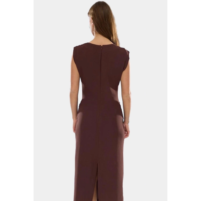Şık Bodycon Midi Elbise Soft Krep Dokuma Polyester Kumaş Rahat Ve Yüksek Kalite