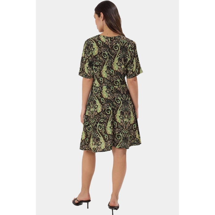 Şık Çiçekli Viskoz Mini Elbise Rahat A line Kalıp Yazlık Modern Stil Seçkin Malzeme