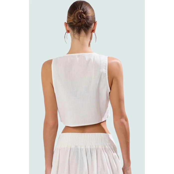Şık Flamlı Pamuk Bluz Etek Takım Yazın Rahatlığı ve Şıklığı Özenle Seçilmiş Modern Stil