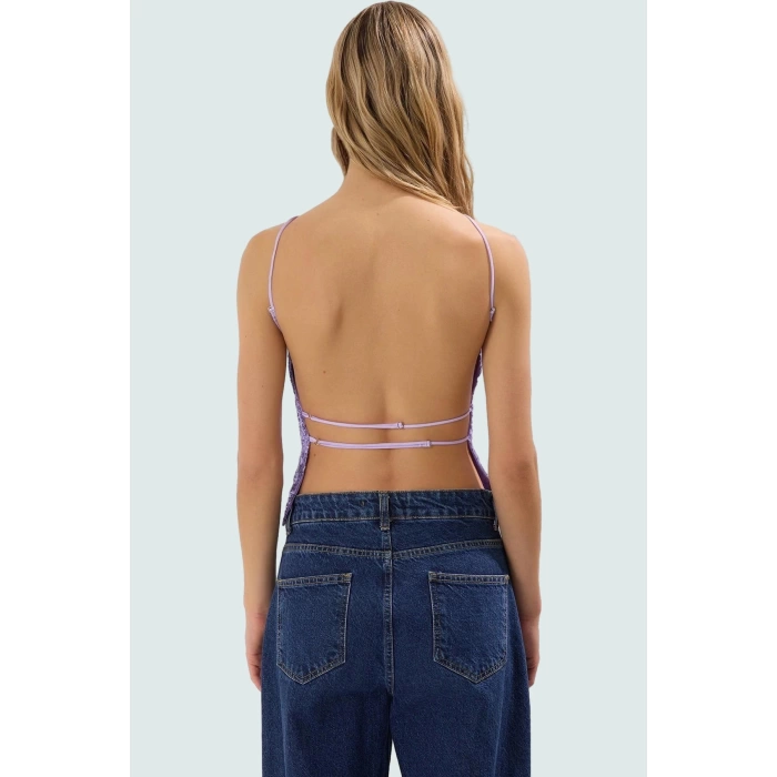 Şık Gece Bluzu Payetli Halter Yaka Kolsuz Örme Bluz Yaz Mevsimi Günlük Kullanım İçin