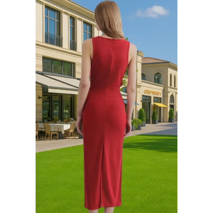 Şık Gül Detaylı Örme Abiye Elbise Yaz Mezuniyet Balo Uzun Ömürlü Seçkin Malzeme Özel Tasarım
