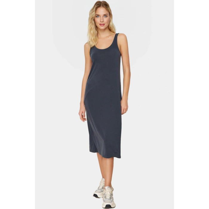 Şık Havuz Yaka Modal Elbise Rahat Kalıp Yazlık Günlük Kaliteli İşçilik Premium Kalite Modern Stil