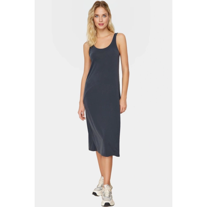 Şık Havuz Yaka Modal Elbise Rahat Kalıp Yazlık Günlük Kaliteli İşçilik Premium Kalite Modern Stil