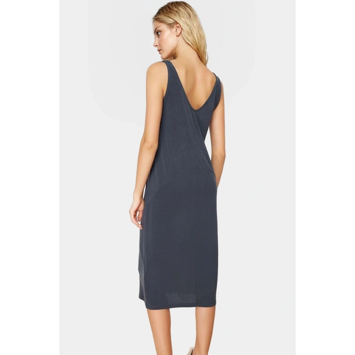 Şık Havuz Yaka Modal Elbise Rahat Kalıp Yazlık Günlük Kaliteli İşçilik Premium Kalite Modern Stil