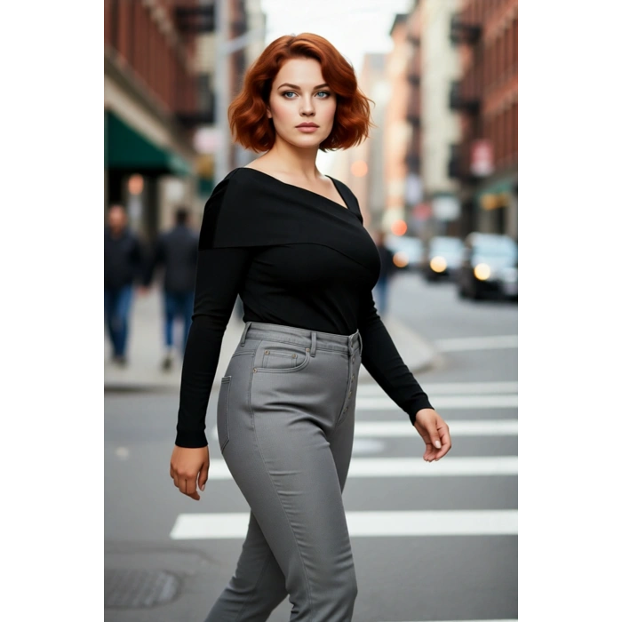 Şık Kadın Asimetrik Yaka Uzun Kollu Triko Kazak Modern Tasarımıyla Her Anınıza Zarafet Katıyor