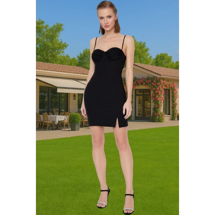 Şık Kadın Astarlı Bodycon Elbise Finike Dokuma Mini Zarifane Tasarım Premium Kalite Yüksek Kalite