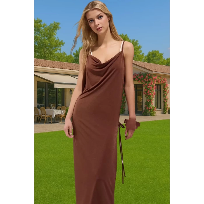 Şık Kadın Maxi Elbise Örme Kumaş Bodycon Plaj Elbisesi Yaz Özenle Seçilmiş Dayanıklı Malzeme