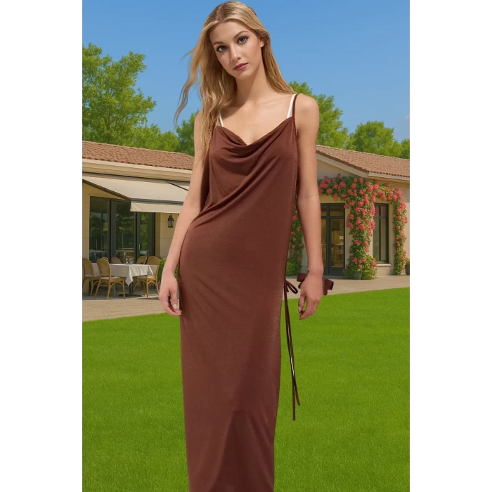 Şık Kadın Maxi Elbise Örme Kumaş Bodycon Plaj Elbisesi Yaz Özenle Seçilmiş Dayanıklı Malzeme