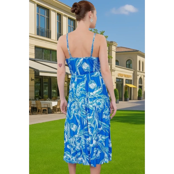Şık Kadın Midi Elbise Polyester Elastan Astarlı Yazlık Özel Tasarım Zarifane Tasarım Rahat Ve Şık