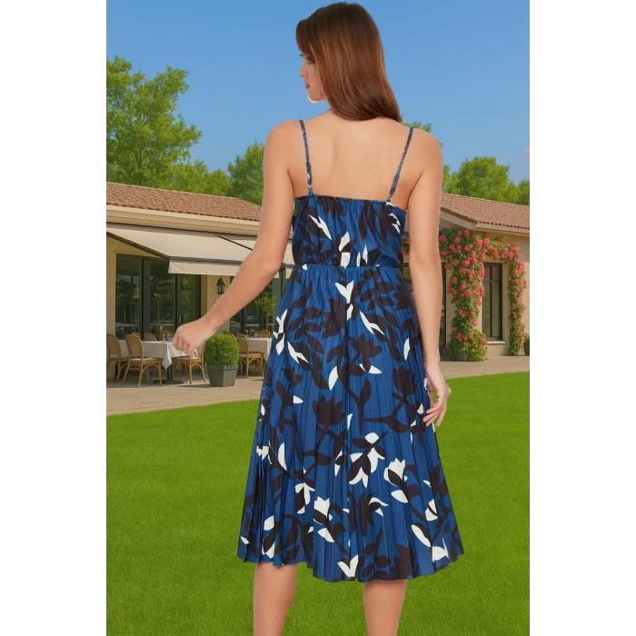 Şık Kadın Midi Elbise Polyester Elastan Astarlı Yazlık Özel Tasarım Zarifane Tasarım Rahat Ve Şık