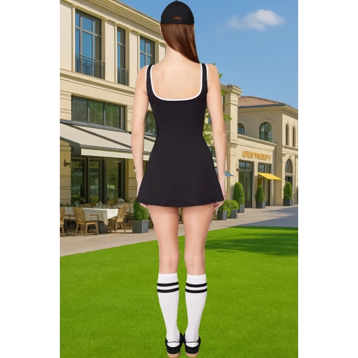 Şık Kadın Mini Spor Elbise A line Kalıp Polyester Elastan Kumaş Premium Kalite Premium Kalite