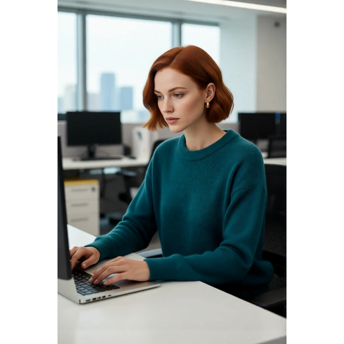 Şık Kadın Triko Kazak Regular Kalıp Düşük Kol Bisiklet Yaka Tasarım Soğuk Havalar İçin Mükemmel