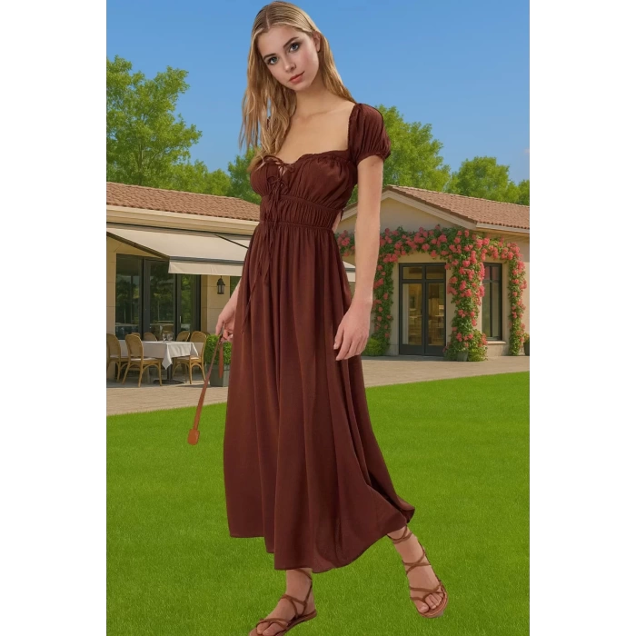 Şık Kadın Yazlık Maxi Elbise Viskoz Polyester Dokuma Rahat Ve Şık Şık Görünüm Kaliteli İşçilik
