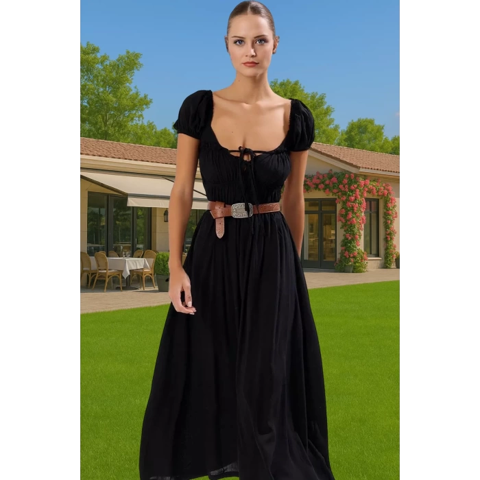 Şık Kadın Yazlık Maxi Elbise Viskoz Polyester Dokuma Rahat Ve Şık Şık Görünüm Kaliteli İşçilik