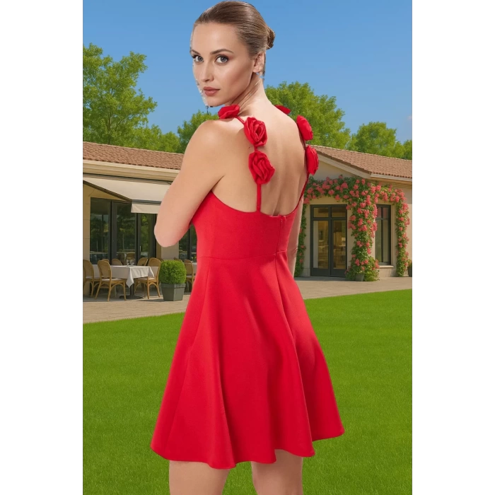 Şık Kısa Abiye Elbise A Line Kesim Dokuma Kumaş Yazlık Özenle Seçilmiş Modern Stil Kaliteli İşçilik