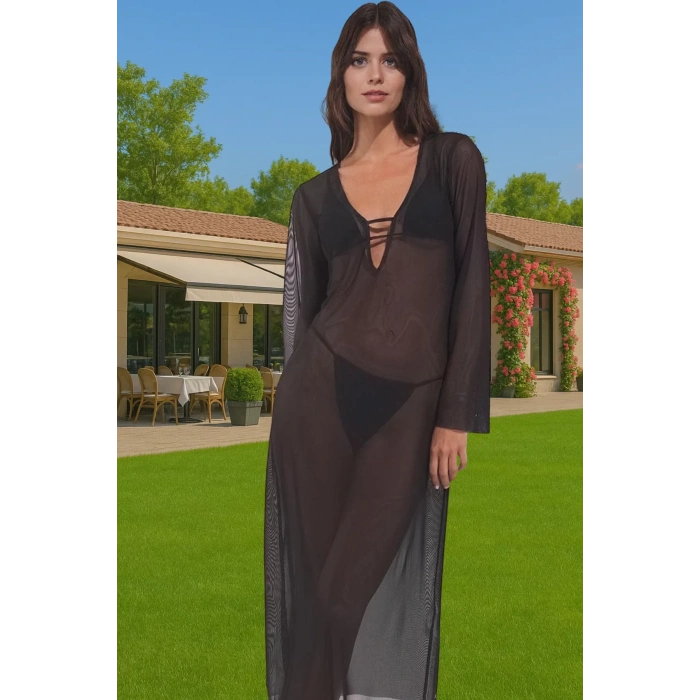 Şık Leopar Desenli Maxi Plaj Elbisesi Nefes Alan Polyester Kumaş Mükemmel Uyum Profesyonel Görünüm