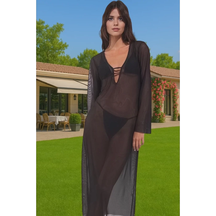 Şık Leopar Desenli Maxi Plaj Elbisesi Nefes Alan Polyester Kumaş Mükemmel Uyum Profesyonel Görünüm